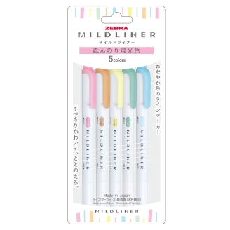  Zebra Mildliner Fluorescent (WKT7-5C-N) - Set de 5