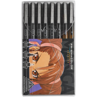 Prismacolor Premier Marcadores y tiralíneas Manga– Negro y Sepia Set de 8