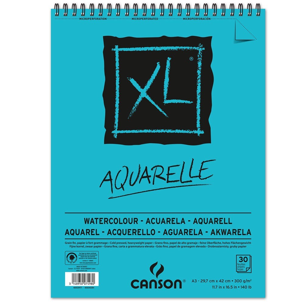 Canson XL Aquarelle Croquera A4 ( 21 x 29,7cm) - 30 Hojas de 300 Gsm